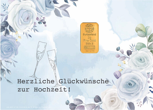 Geschenkbarren - 2 Gramm Goldbarren - Hochzeit Blumen