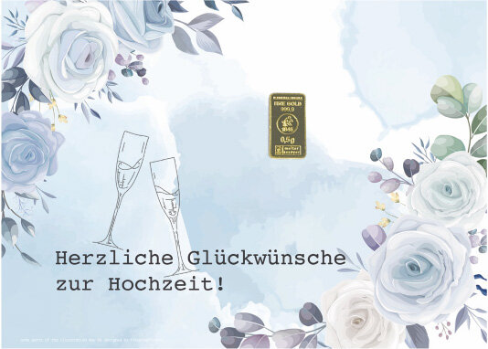 Geschenkbarren - 0,5 Gramm Goldbarren - Hochzeit Blumen