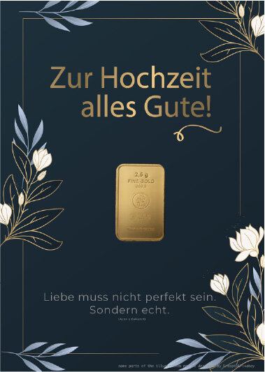 Geschenkbarren - 2,5 Gramm Goldbarren - Hochzeit Elite