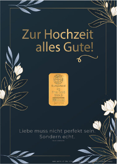 Geschenkbarren - 2 Gramm Goldbarren - Hochzeit Elite