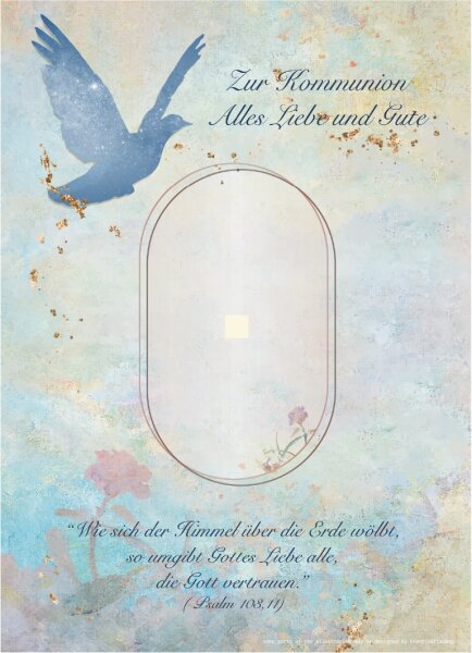 Motiveinleger für: Geschenkbarren -  Kommunion Blau