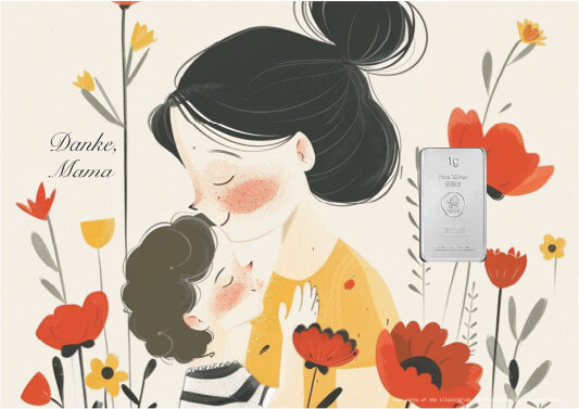 Geschenkbarren - 1 Gramm Silberbarren - Muttertag