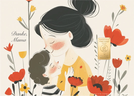 Geschenkbarren - 1 Gramm Goldbarren - Muttertag