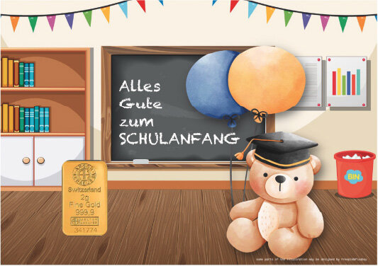 Geschenkbarren - 2 Gramm Goldbarren - Schulanfang