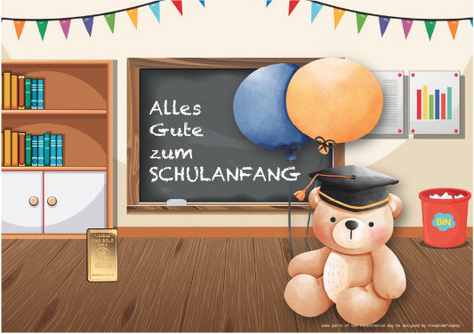 Geschenkbarren - 0,1555 Gramm Goldbarren 1/200 oz - Schulanfang