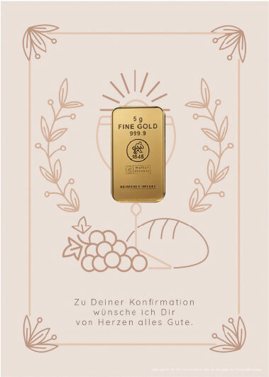 Geschenkbarren - 5 Gramm Goldbarren - Konfirmation Beige