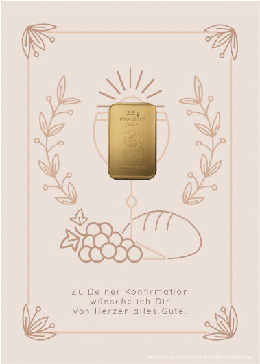 Geschenkbarren - 2,5 Gramm Goldbarren - Konfirmation Beige