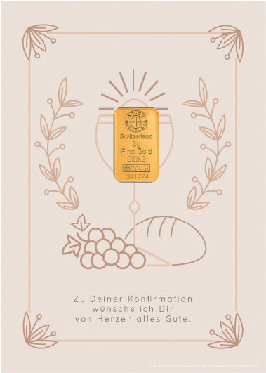 Geschenkbarren - 2 Gramm Goldbarren - Konfirmation Beige