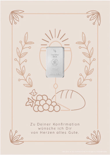 Geschenkbarren - 1 Gramm Silberbarren - Konfirmation Beige