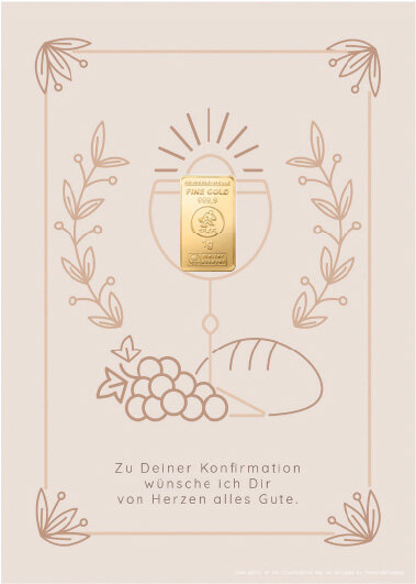 Geschenkbarren - 1 Gramm Goldbarren - Konfirmation Beige
