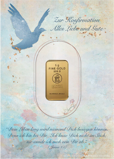 Geschenkbarren - 5 Gramm Goldbarren - Konfirmation Blau