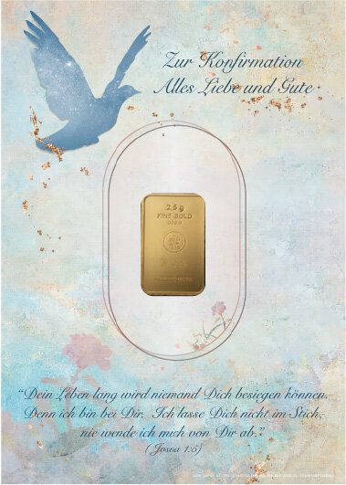 Geschenkbarren - 2,5 Gramm Goldbarren - Konfirmation Blau