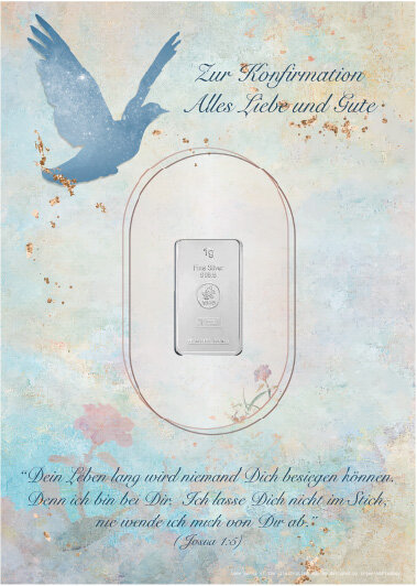 Geschenkbarren - 1 Gramm Silberbarren - Konfirmation Blau