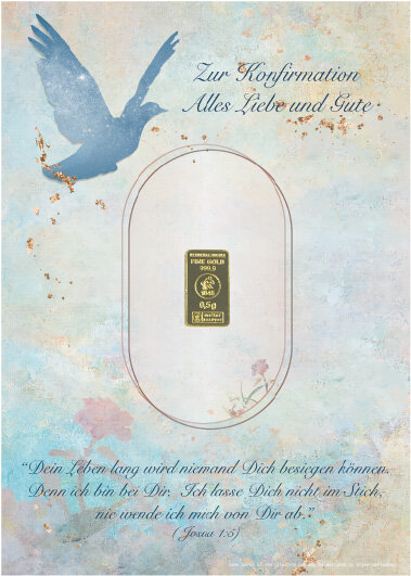 Geschenkbarren - 0,5 Gramm Goldbarren - Konfirmation Blau