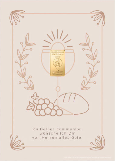 Geschenkbarren - 1 Gramm Goldbarren - Kommunion Beige