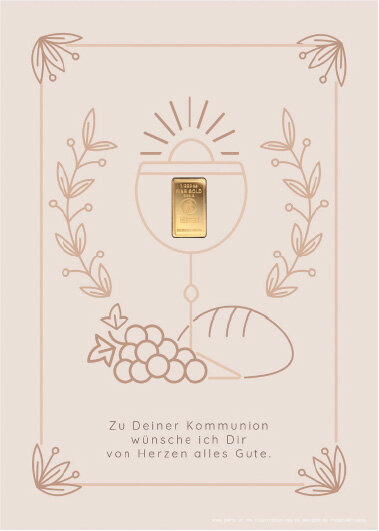 Geschenkbarren - 0,1555 Gramm Goldbarren 1/200 oz - Kommunion Beige