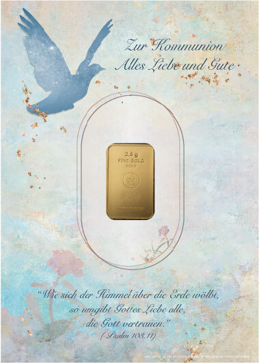 Geschenkbarren - 2,5 Gramm Goldbarren - Kommunion Blau