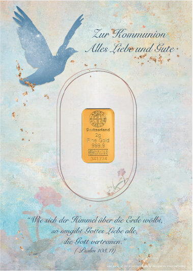 Geschenkbarren - 2 Gramm Goldbarren - Kommunion Blau