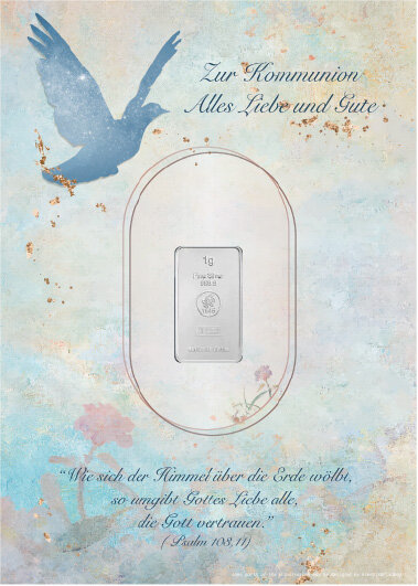 Geschenkbarren - 1 Gramm Silberbarren - Kommunion Blau