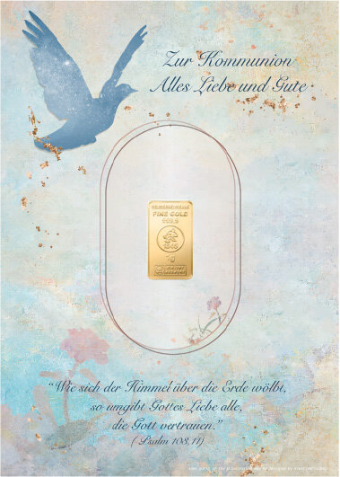 Geschenkbarren - 1 Gramm Goldbarren - Kommunion Blau