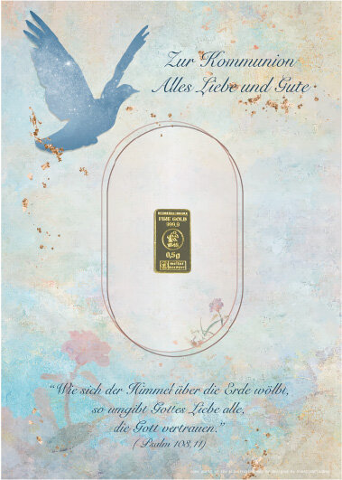 Geschenkbarren - 0,5 Gramm Goldbarren - Kommunion Blau