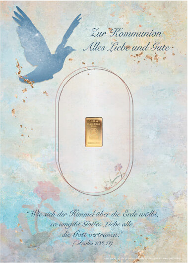 Geschenkbarren - 0,1555 Gramm Goldbarren 1/200 oz - Kommunion Blau