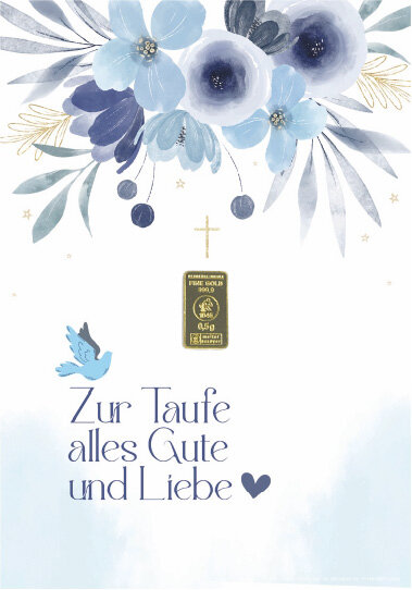 Geschenkbarren - 0,5 Gramm Goldbarren - Zur Taufe Blau