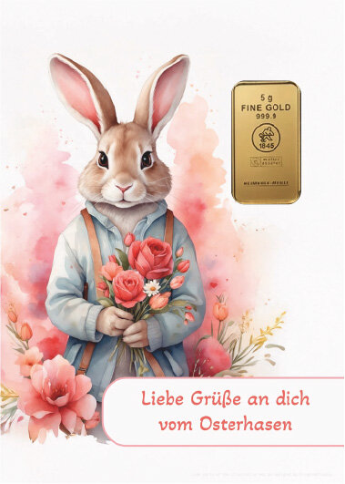 Geschenkbarren - 5 Gramm Goldbarren - Ostern Rose