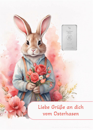 Geschenkbarren - 1 Gramm Silberbarren - Ostern Rose