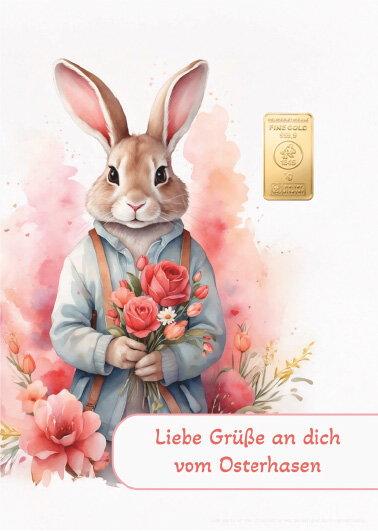 Geschenkbarren - 1 Gramm Goldbarren - Ostern Rose