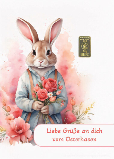 Geschenkbarren - 0,5 Gramm Goldbarren - Ostern Rose