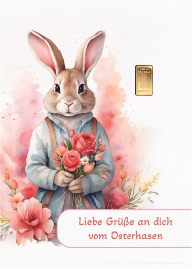 Geschenkbarren - 0,1555 Gramm Goldbarren 1/200 oz - Ostern Rose
