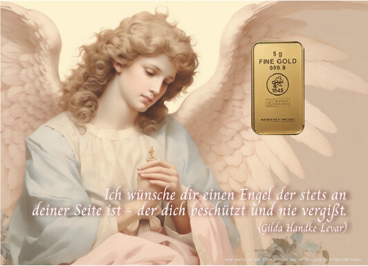 Geschenkbarren - 5 Gramm Goldbarren - Schutzengel Beige