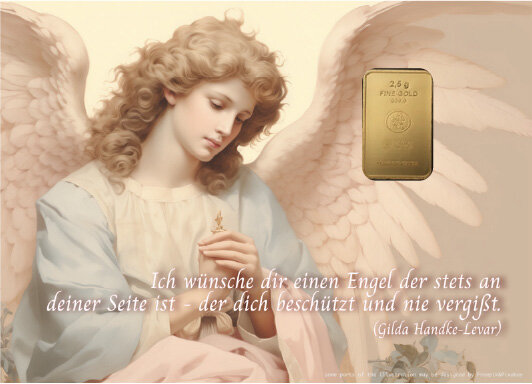 Geschenkbarren - 2,5 Gramm Goldbarren - Schutzengel Beige