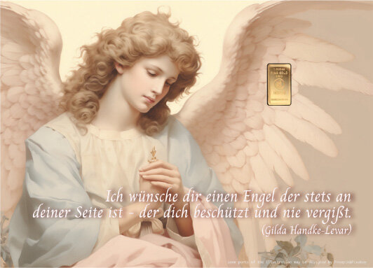 Geschenkbarren - 0,1555 Gramm Goldbarren 1/200 oz - Schutzengel Beige