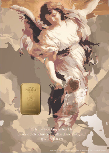 Geschenkbarren - 2,5 Gramm Goldbarren - Schutzengel Kunst
