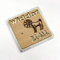 Holz-Geschenkbarren "Sternzeichen Widder" - 2,5 Gramm Goldbarren