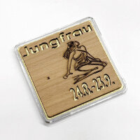 Holz-Geschenkbarren "Sternzeichen Jungfrau" - 2 Gramm Goldbarren