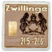 Holz-Geschenkbarren "Sternzeichen Zwillinge"  -...