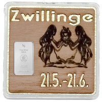 Holz-Geschenkbarren "Sternzeichen Zwillinge"  -...