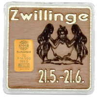 Holz-Geschenkbarren "Sternzeichen Zwillinge" -...