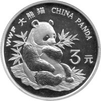 China Panda 3 Yuan 1997 - WWF - Silber