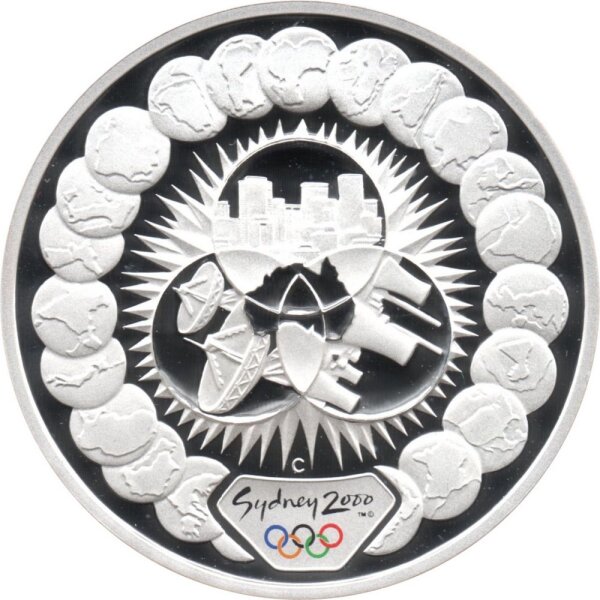 Australien 5 Dollars 2000 - XXVII. Olympische Spiele 2000 in Sidney "Die Welt erreichen 1" - Silber PP