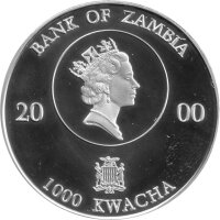 Sambia 1.000 Kwacha 2000 - 100. Geburtstag der Königinmutter - Silber PP