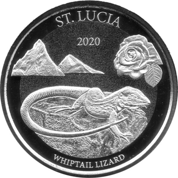 EC 8 2020 8. Ausgabe St. Lucia - Whiptail Lizard-Peitschenschwanzeidechse - 1 oz Silber