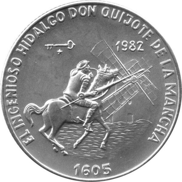 Kuba 5 Pesos 1982 - Don Quijote und die Windmühlen - Silber