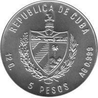 Kuba 5 Pesos 1982 - Don Quijote und die Windmühlen - Silber