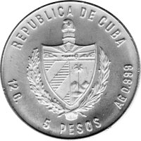 Kuba 5 Pesos 1980 - Erster sowjetisch-kubanischer Raumflug - Silber