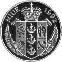 Niue 5 Dollars 1992 - 1. Mondlandung - Silber PP