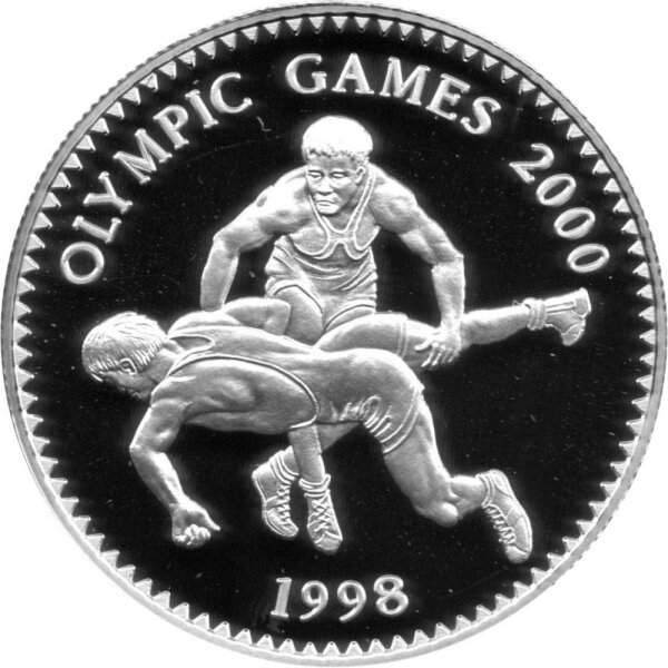 Mongolei 500 Tögrög 1998 - XXVII. Olympische Sommerspiele 2000 in Sydney "Ringen" - Silber PP